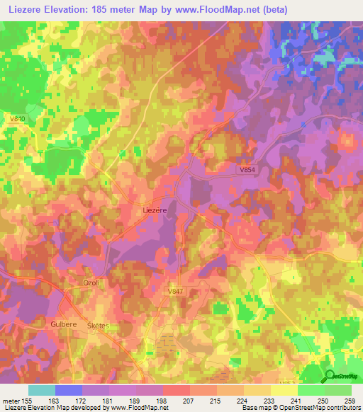 Liezere,Latvia Elevation Map