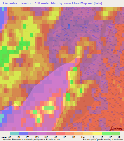 Liepsalas,Latvia Elevation Map