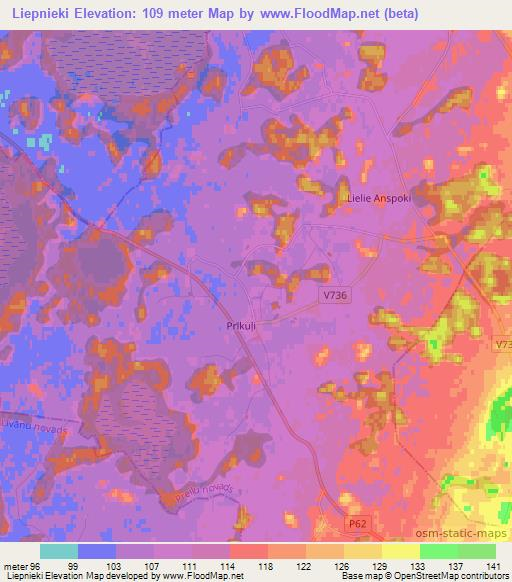 Liepnieki,Latvia Elevation Map