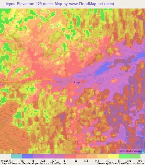 Liepna,Latvia Elevation Map