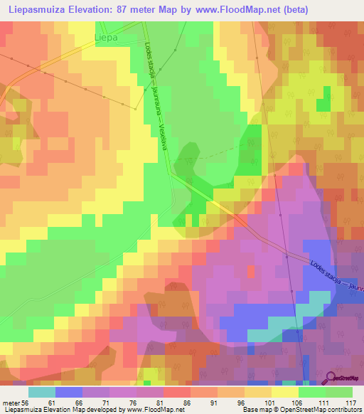 Liepasmuiza,Latvia Elevation Map