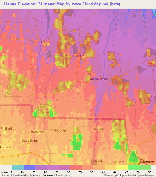 Liepas,Latvia Elevation Map