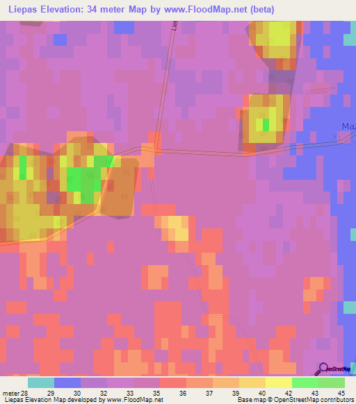 Liepas,Latvia Elevation Map