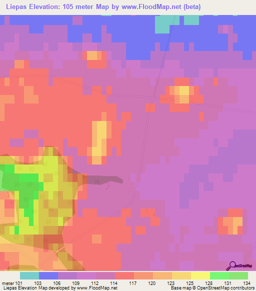 Liepas,Latvia Elevation Map