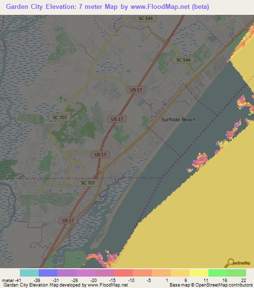 Garden City,US Elevation Map