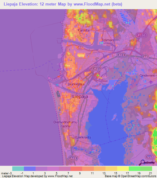 Liepaja,Latvia Elevation Map