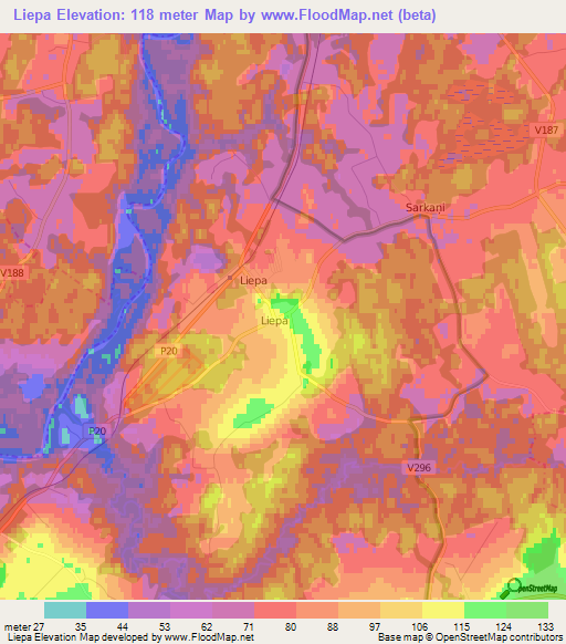 Liepa,Latvia Elevation Map