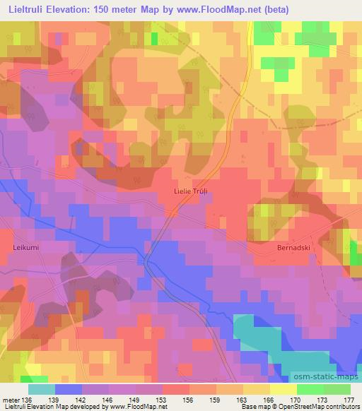 Lieltruli,Latvia Elevation Map