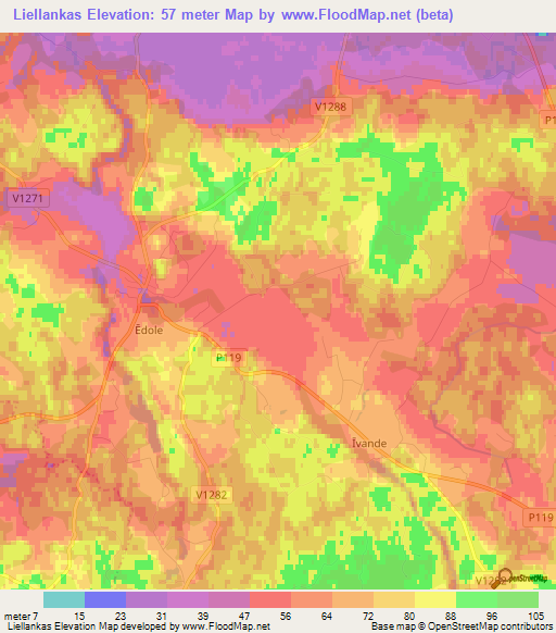 Liellankas,Latvia Elevation Map