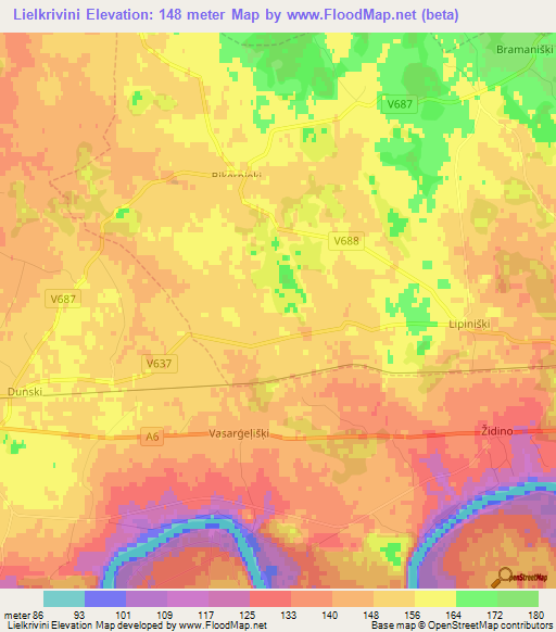 Lielkrivini,Latvia Elevation Map