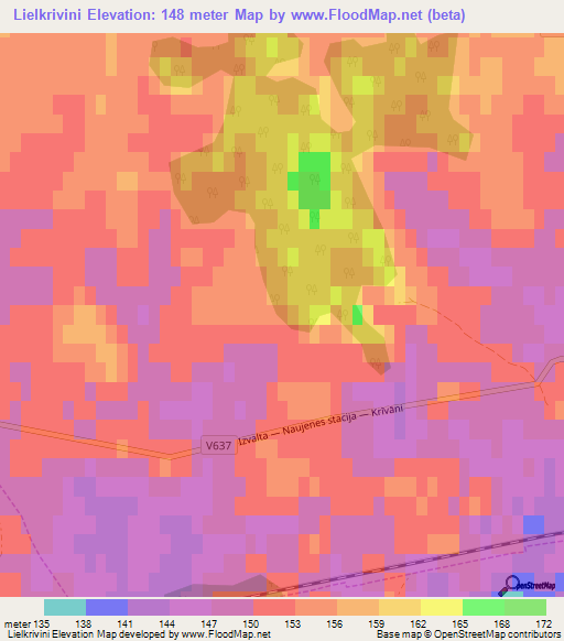 Lielkrivini,Latvia Elevation Map