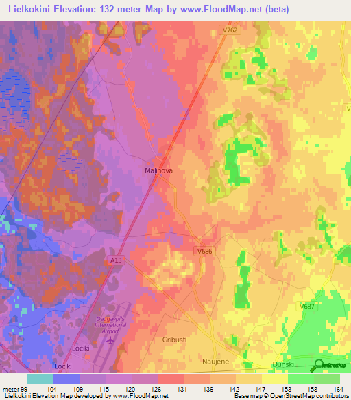 Lielkokini,Latvia Elevation Map