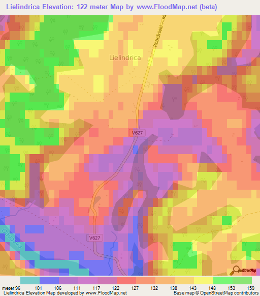 Lielindrica,Latvia Elevation Map