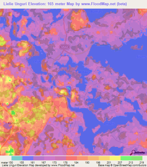 Lielie Unguri,Latvia Elevation Map