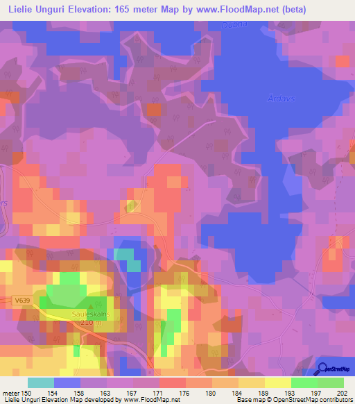 Lielie Unguri,Latvia Elevation Map