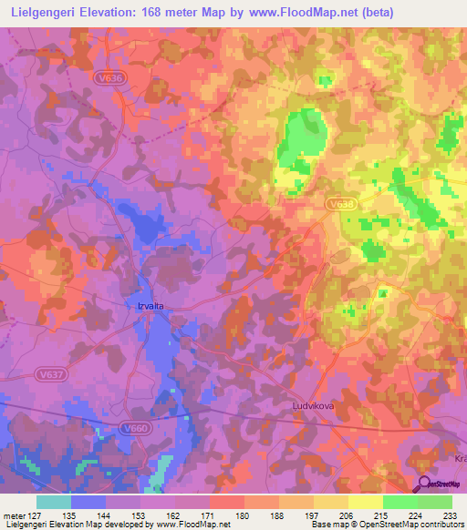 Lielgengeri,Latvia Elevation Map