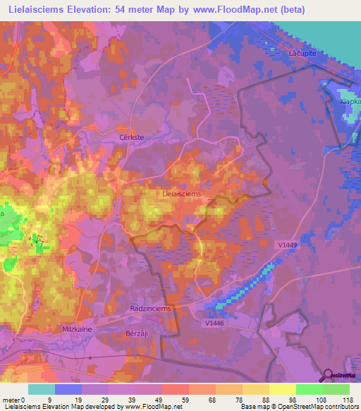 Lielaisciems,Latvia Elevation Map