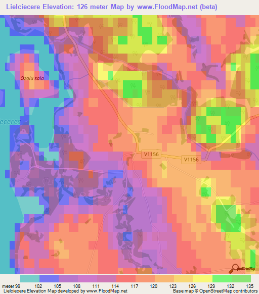 Lielciecere,Latvia Elevation Map