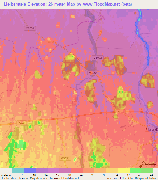 Lielberstele,Latvia Elevation Map