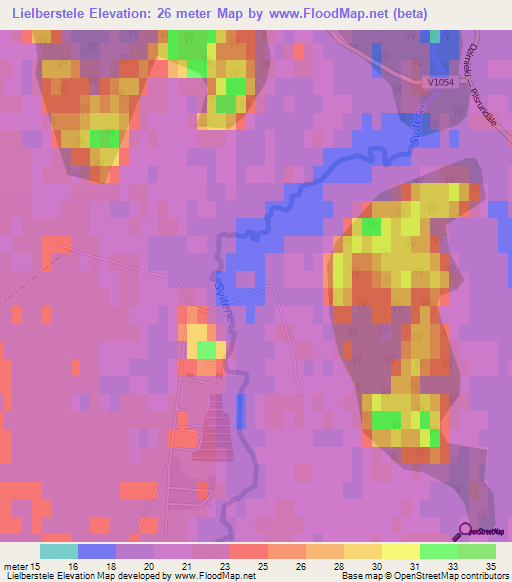 Lielberstele,Latvia Elevation Map