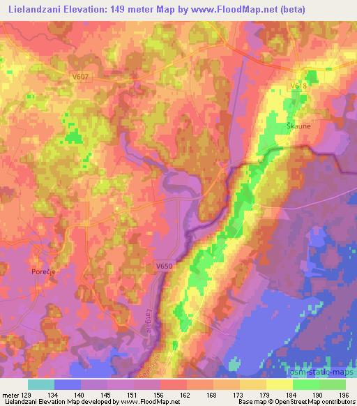 Lielandzani,Latvia Elevation Map