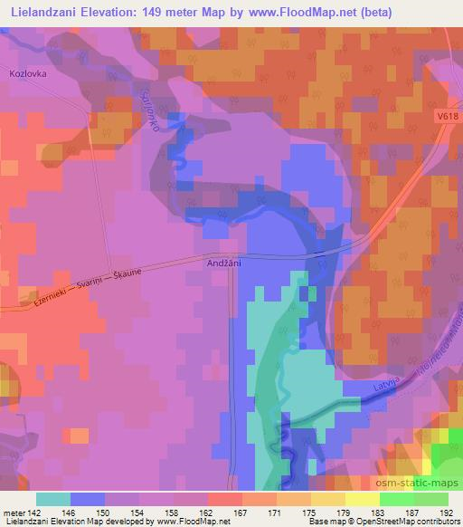 Lielandzani,Latvia Elevation Map