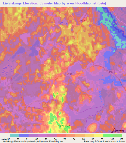 Lielaiskrogs,Latvia Elevation Map