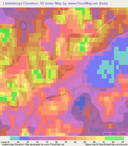 Lielaiskrogs,Latvia Elevation Map