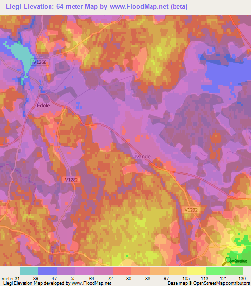 Liegi,Latvia Elevation Map