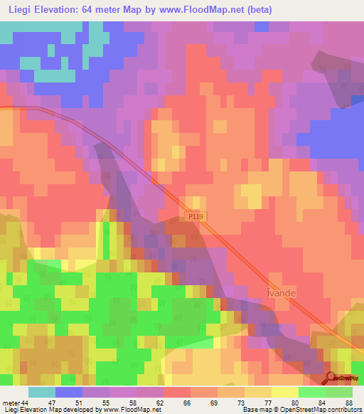 Liegi,Latvia Elevation Map