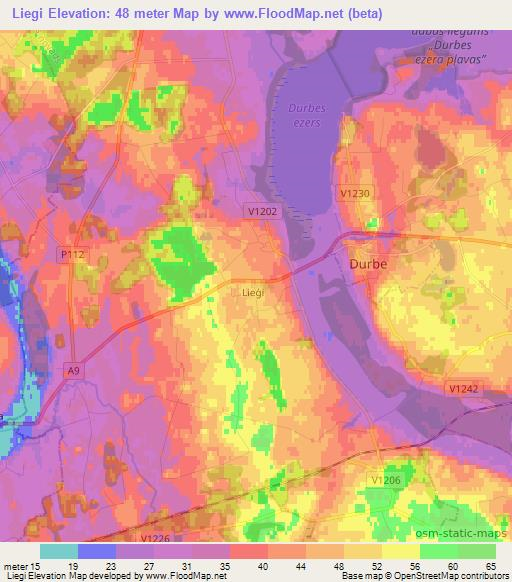 Liegi,Latvia Elevation Map