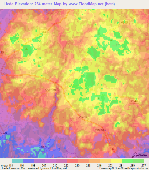 Liede,Latvia Elevation Map