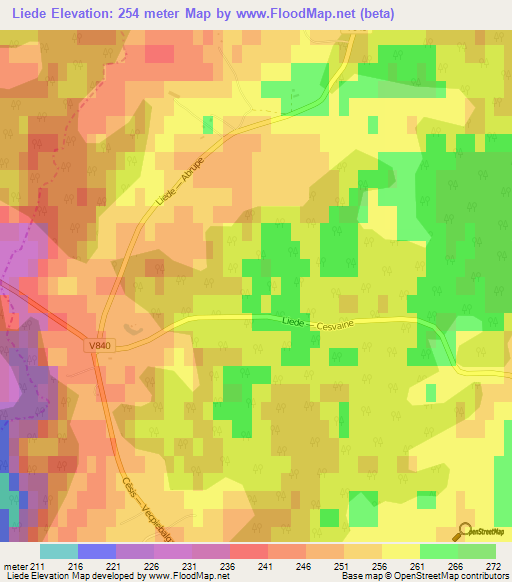 Liede,Latvia Elevation Map