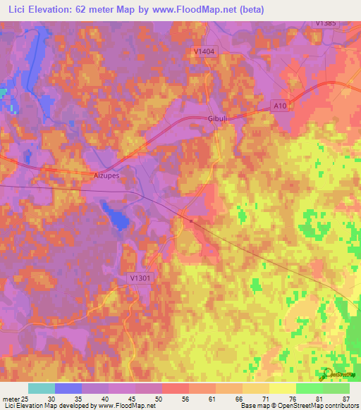 Lici,Latvia Elevation Map