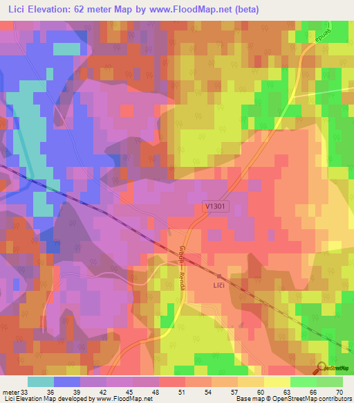 Lici,Latvia Elevation Map