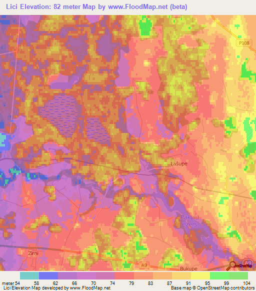 Lici,Latvia Elevation Map