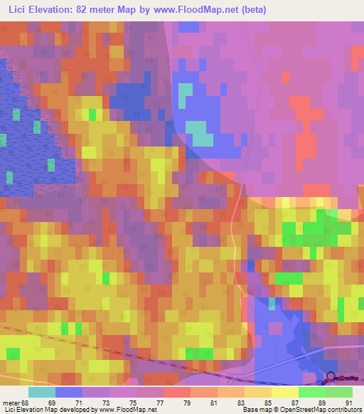 Lici,Latvia Elevation Map