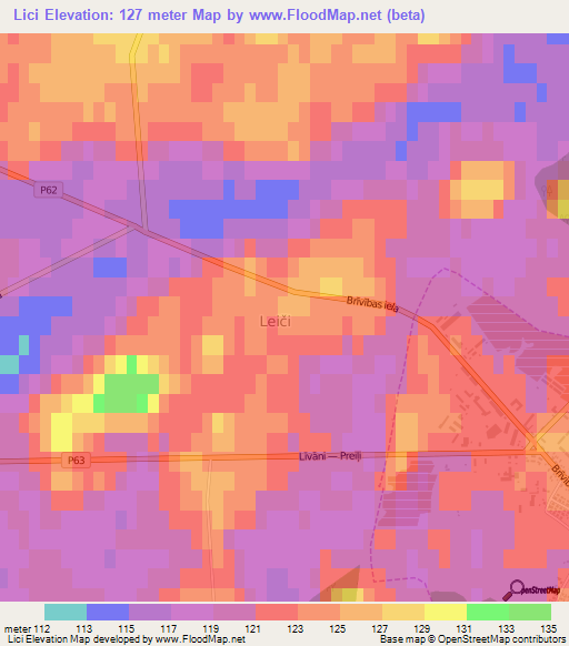 Lici,Latvia Elevation Map