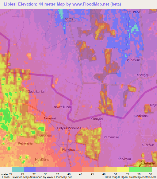 Libiesi,Latvia Elevation Map