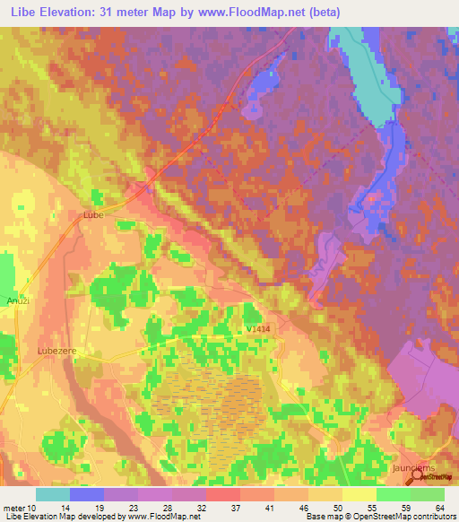 Libe,Latvia Elevation Map