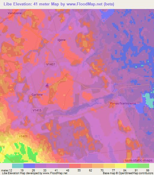 Libe,Latvia Elevation Map