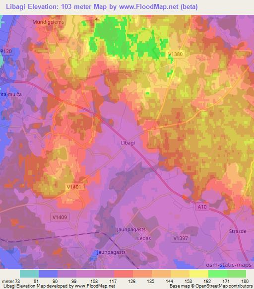 Libagi,Latvia Elevation Map