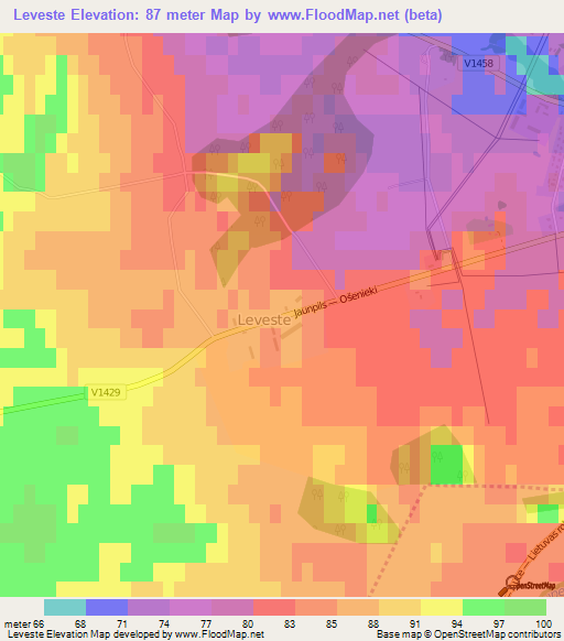 Leveste,Latvia Elevation Map