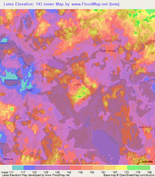 Letes,Latvia Elevation Map