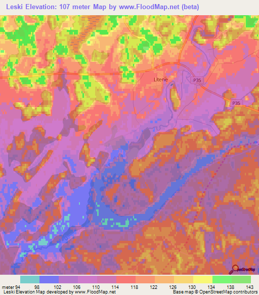 Leski,Latvia Elevation Map