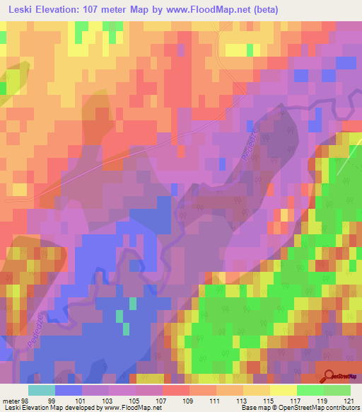 Leski,Latvia Elevation Map