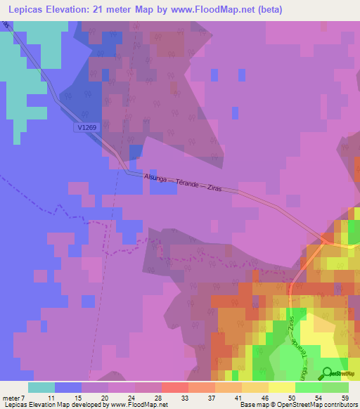 Lepicas,Latvia Elevation Map