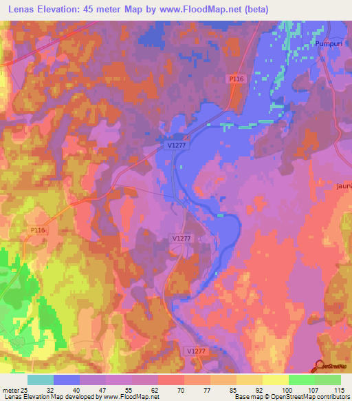 Lenas,Latvia Elevation Map