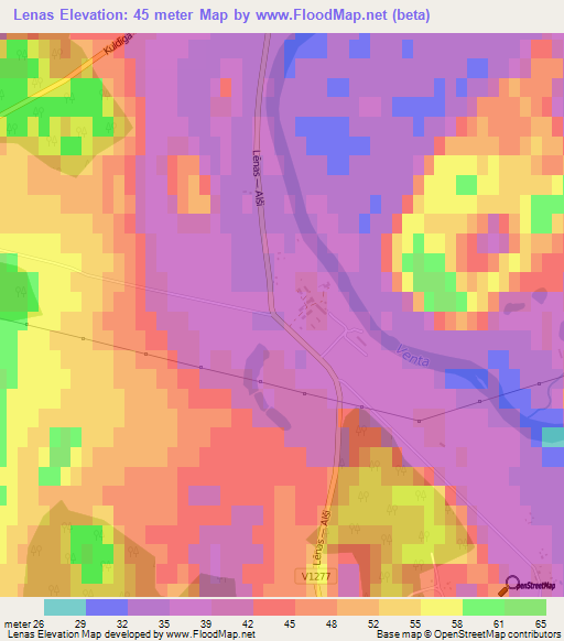 Lenas,Latvia Elevation Map