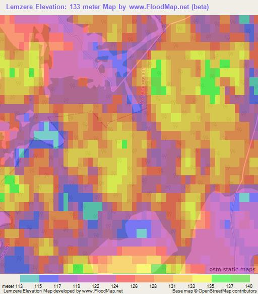 Lemzere,Latvia Elevation Map